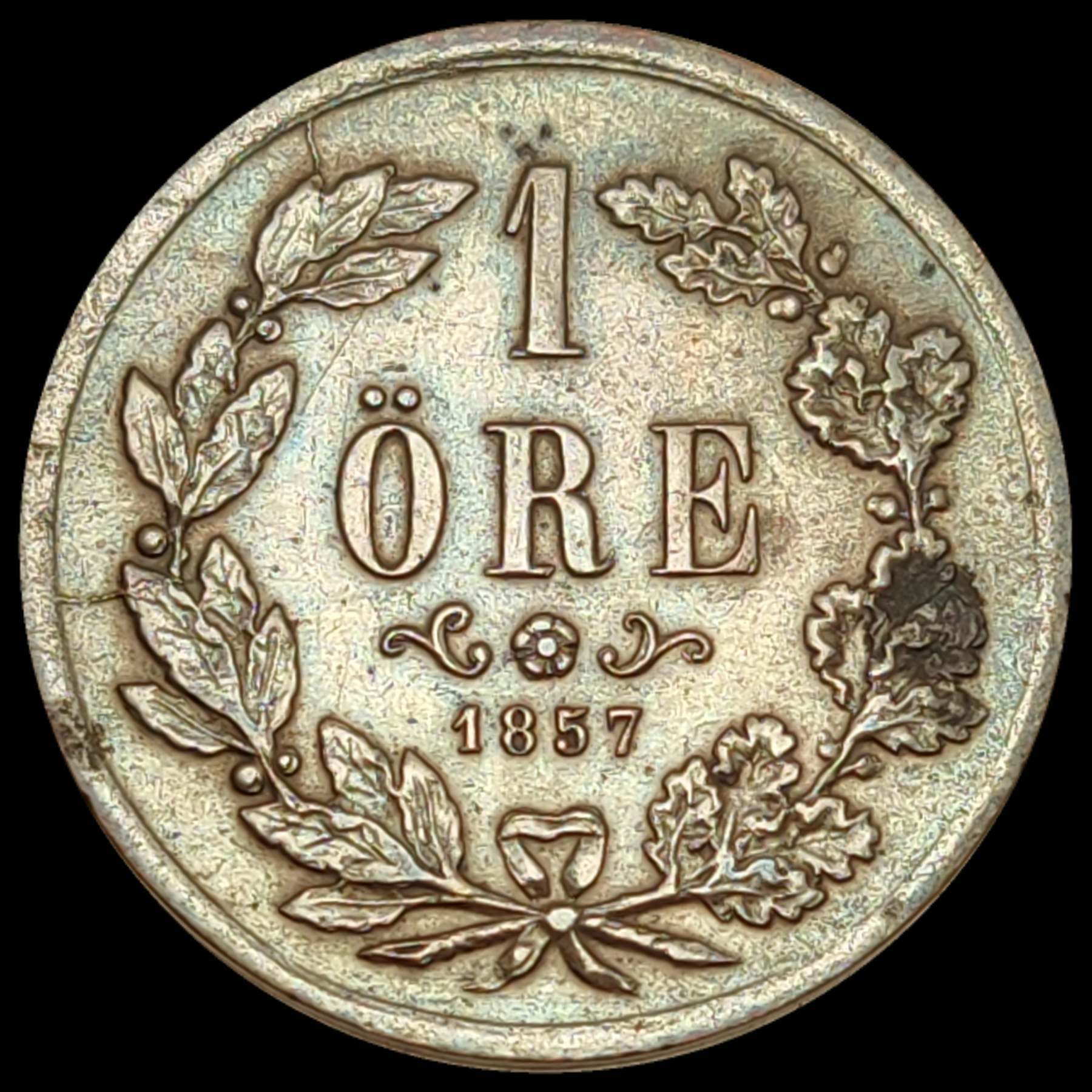 1-�re-1857---Oscar-I---Sweden--Possible-Doubled-Die-